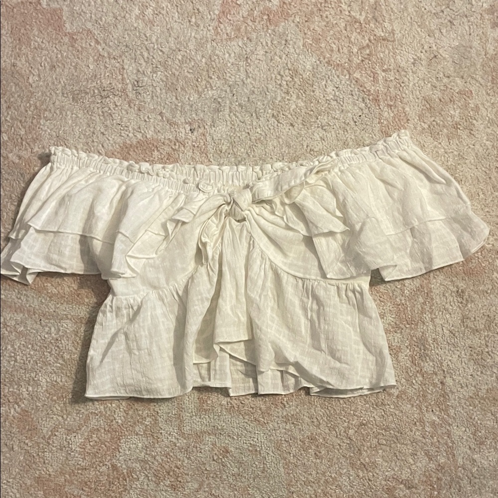 Altar'd State Cream Off-Shoulder Crop Top